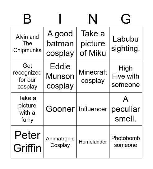 COMIC CON BINGO Card