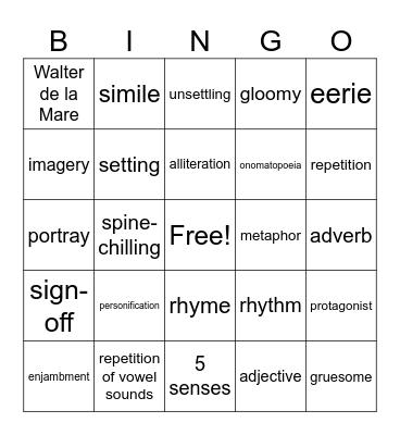 Halloween Bingo Card