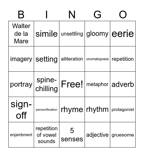 Halloween Bingo Card