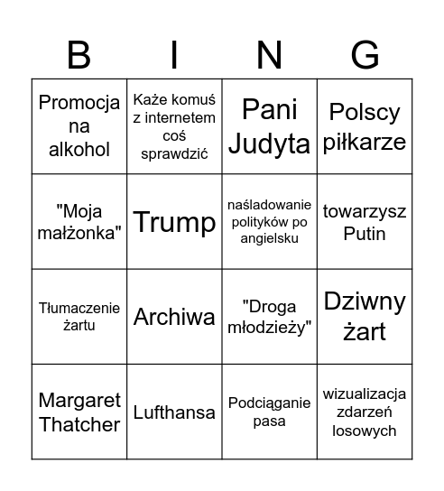Tebinka Bingo Card