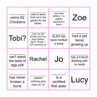 Icebreaker Bingo Card