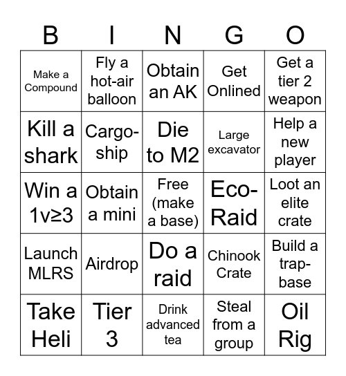 Rust Bingo Card