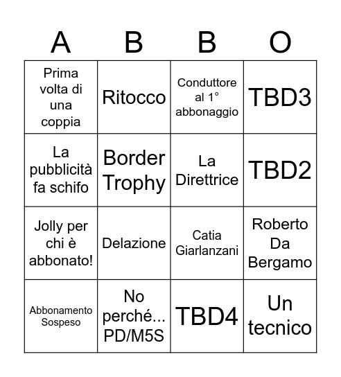 Abbonaggio Bingo Card