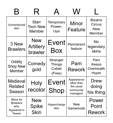 BRAWL TALK BINGO Card