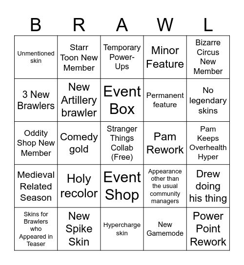 BRAWL TALK BINGO Card