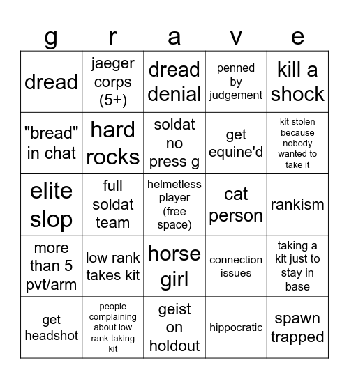 therealformality's megafun Grave/Digger bingo Card