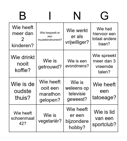 Wat weet je (niet) van je NACH collega? Bingo Card
