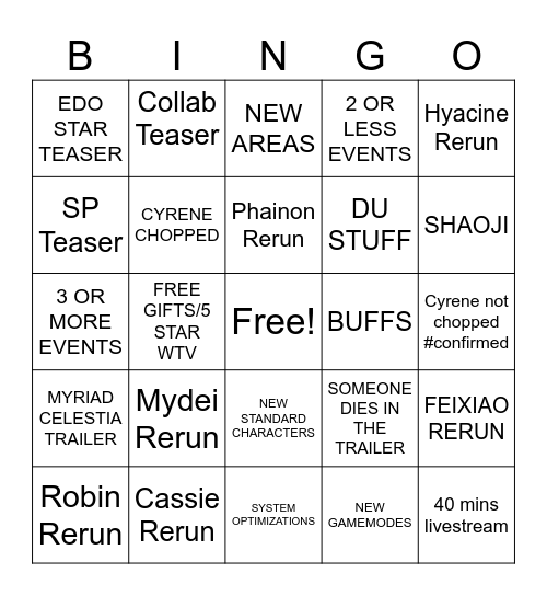 3.7 Bingo Card
