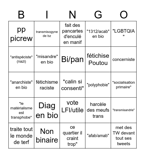 Libéral de twitter Bingo Card