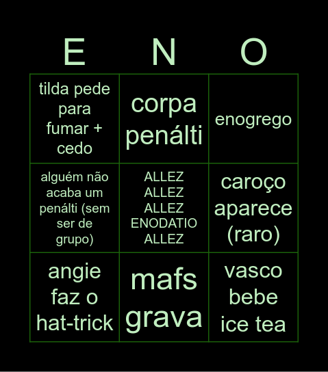 ENOTRAJATED 🕴🏼 Bingo Card
