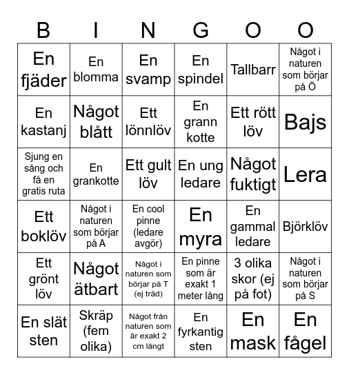 Naturbingo Card