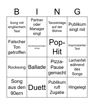 KAROAKE BINGO Card