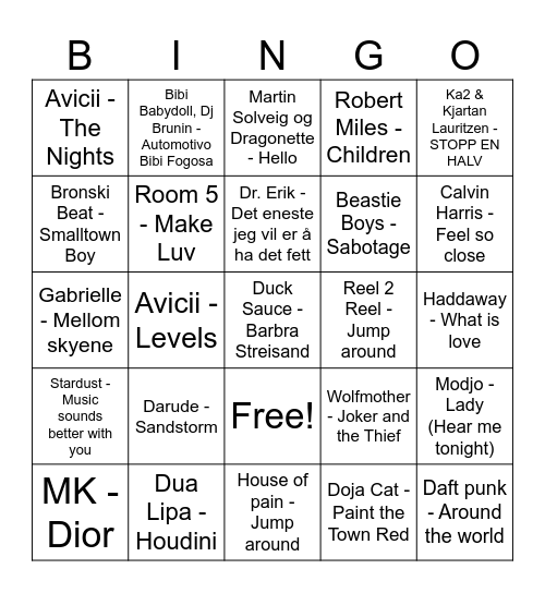 Høy energi! Bingo Card