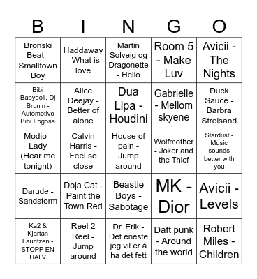 Høy energi! Bingo Card