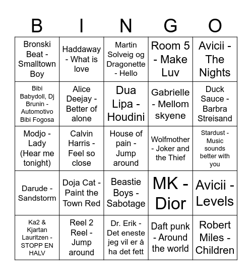Høy energi! Bingo Card