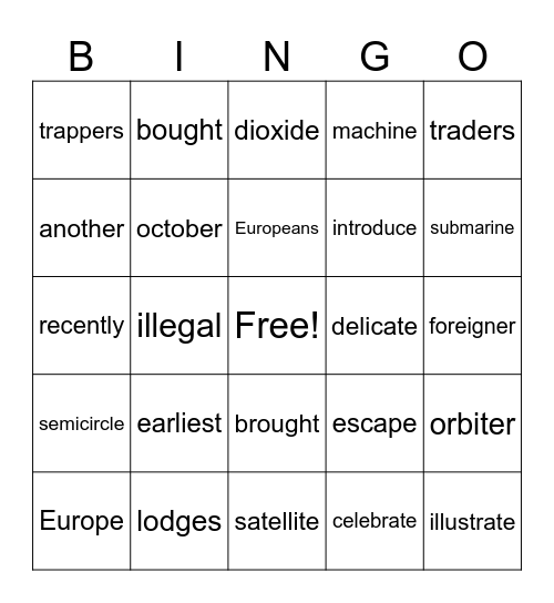 multisyllabic Bingo Card