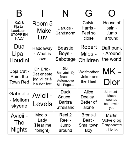 Energi Bingo Card