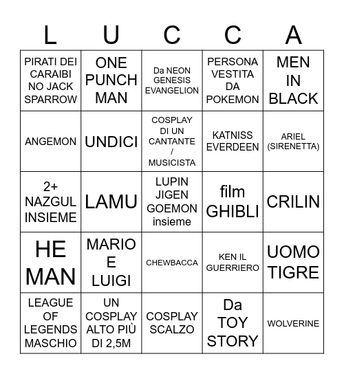 COSPLAY BINGO Card