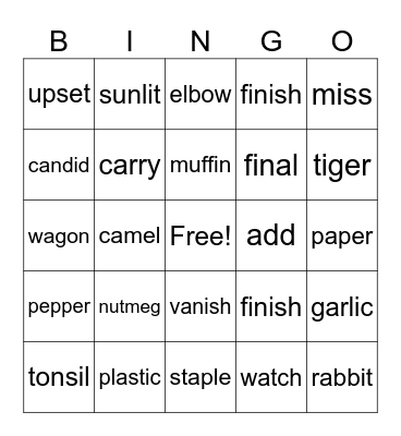 Phonics Rule Week 1 Bingo Card