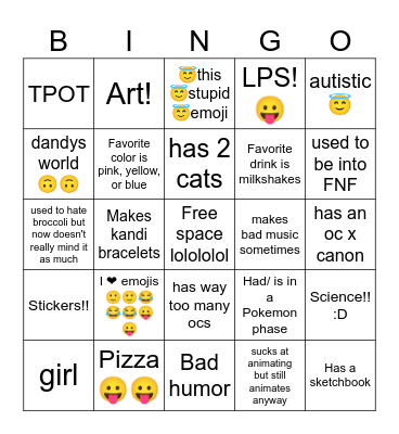 me bingo :D Bingo Card