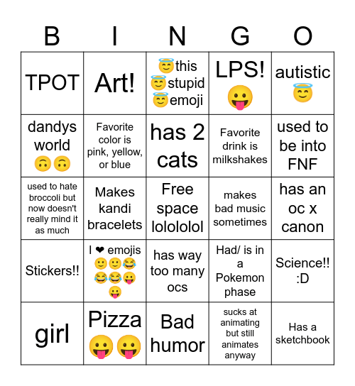 me bingo :D Bingo Card