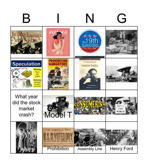 The Roaring 20s Bingo Card