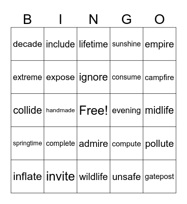 4.2 Bingo Card