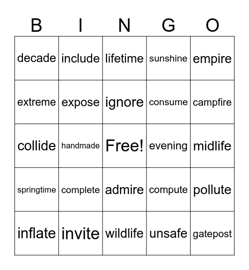4.2 Bingo Card