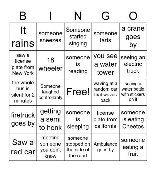 Kalahari Here We Come Bingo Card