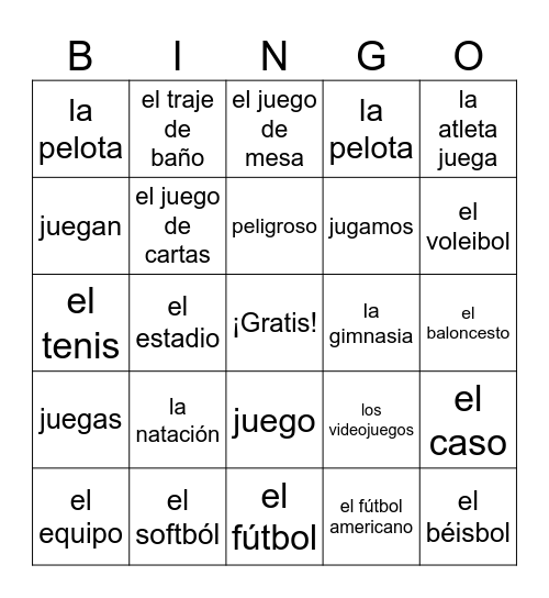 Los Deportes y Juegos Bingo Card
