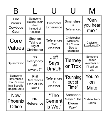 Bluumingo Bingo Card