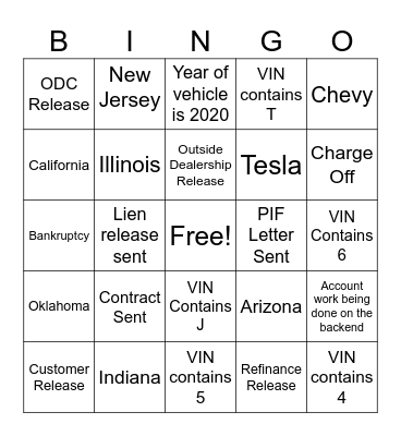 DCU BINGO Card