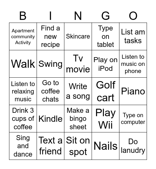 Self care Bingo Card