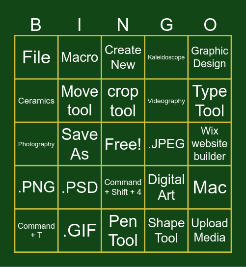 Digital Art Bingo Card
