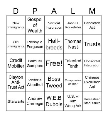 The Gilded Age Bingo Card