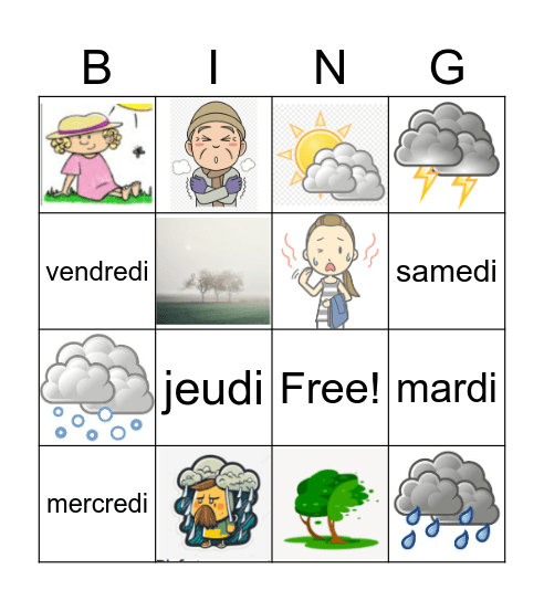 La météo Bingo Card