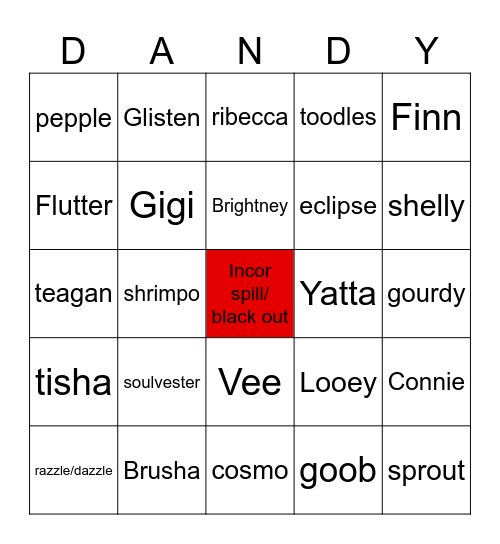 Dandy's world bingo Card
