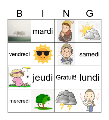 La météo Bingo Card