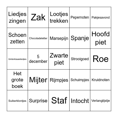 Sinterklaas Bingo Card