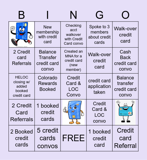Credit Card BINGO Card