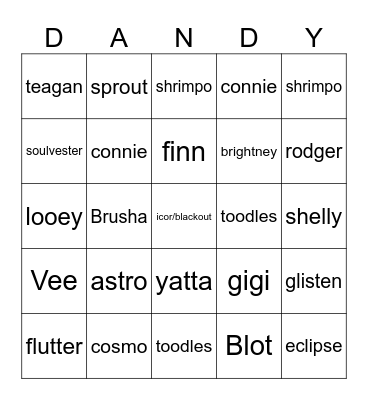 dandy's world Bingo Card