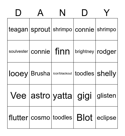 dandy's world Bingo Card
