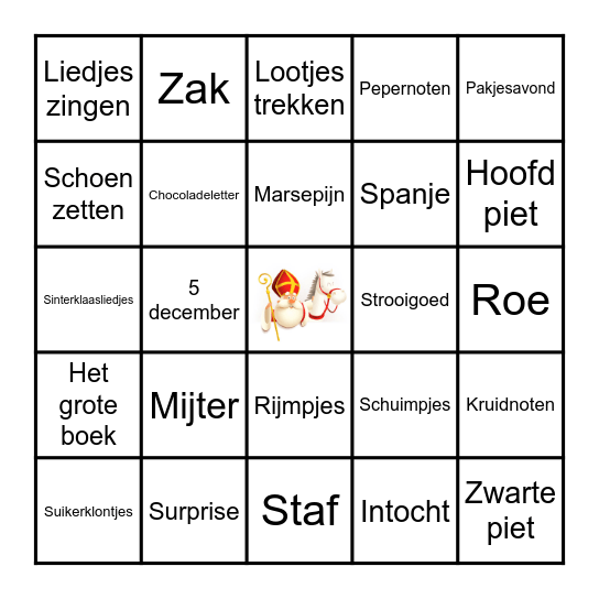 Sinterklaas Bingo Card