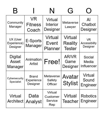 Metaverse Jobs! Bingo Card