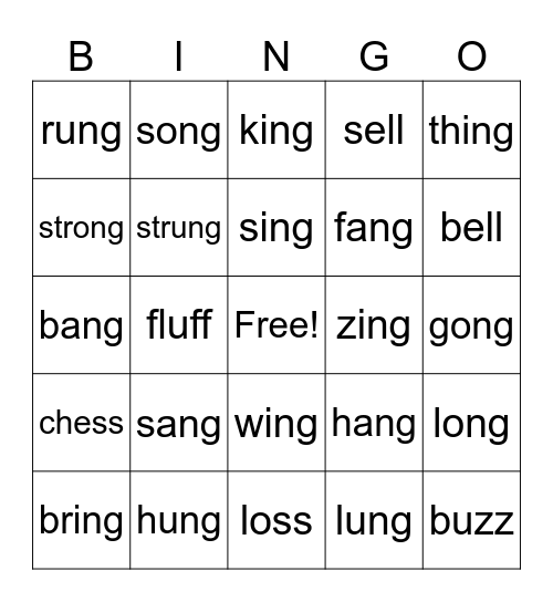 Phonics Bingo Card