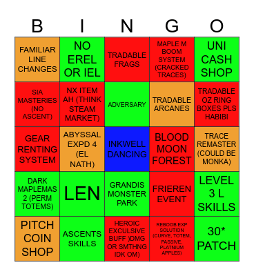 MapleCon Bingo Card