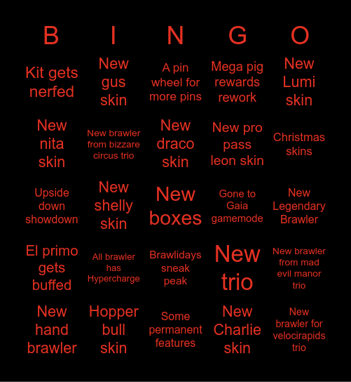 Brawl Stars Bingo Card