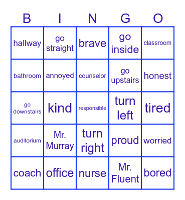 Vocab Review Bingo Card