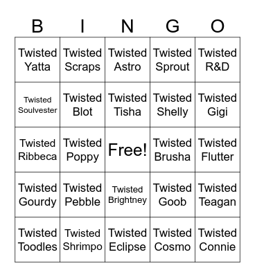 Twisted Bingo Card