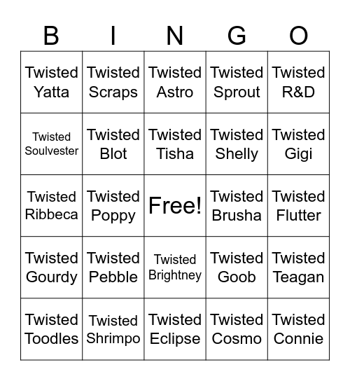Twisted Bingo Card